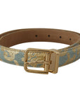 Dolce & Gabbana Elegant Light Blue Leather Belt with Gold Buckle