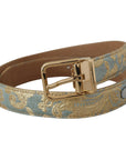 Dolce & Gabbana Elegant Light Blue Leather Belt with Gold Buckle