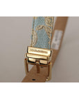 Dolce & Gabbana Elegant Light Blue Leather Belt with Gold Buckle