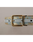 Dolce & Gabbana Elegant Light Blue Leather Belt with Gold Buckle