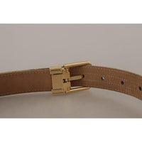 Dolce & Gabbana Elegant Light Blue Leather Belt with Gold Buckle
