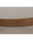 Dolce & Gabbana Elegant Light Blue Leather Belt with Gold Buckle