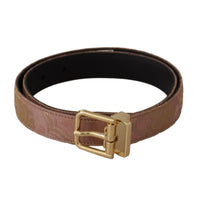 Dolce & Gabbana Chic Rose Pink Leather Belt with Logo Buckle