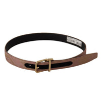 Dolce & Gabbana Chic Rose Pink Leather Belt with Logo Buckle