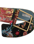 Dolce & Gabbana Multicolor Canvas Leather Statement Belt
