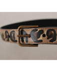 Dolce & Gabbana Elegant Leather Engraved Buckle Belt