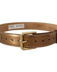 Dolce & Gabbana Elegant Bronze Leather Belt with Logo Buckle