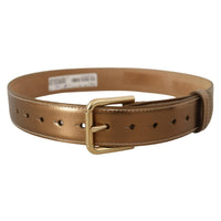 Dolce & Gabbana Elegant Bronze Leather Belt with Logo Buckle