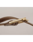Dolce & Gabbana Elegant Bronze Leather Belt with Logo Buckle