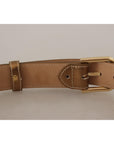 Dolce & Gabbana Elegant Bronze Leather Belt with Logo Buckle