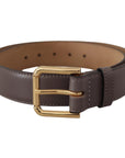 Dolce & Gabbana Elegant Engraved Buckle Leather Belt
