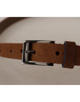 Dolce & Gabbana Chic Suede Belt with Logo Engraved Buckle