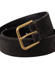 Dolce & Gabbana Elegant Velvet Belt with Engraved Buckle