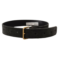 Dolce & Gabbana Elegant Velvet Belt with Engraved Buckle