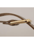 Dolce & Gabbana Bronze Leather Belt with Gold-Toned Buckle