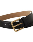 Dolce & Gabbana Elegant Leather Belt with Logo Buckle