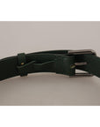 Dolce & Gabbana Elegant Dark Green Leather Belt with Logo Buckle