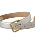 Dolce & Gabbana Elegant Silver Leather Belt with Engraved Buckle
