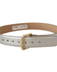 Dolce & Gabbana Elegant Silver Leather Belt with Engraved Buckle