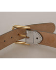 Dolce & Gabbana Elegant Silver Leather Belt with Engraved Buckle