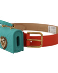 Dolce & Gabbana Chic Orange Leather Belt with Headphone Case