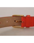 Dolce & Gabbana Chic Orange Leather Belt with Headphone Case