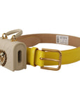 Dolce & Gabbana Chic Yellow Leather Belt with Headphone Case