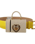 Dolce & Gabbana Chic Yellow Leather Belt with Headphone Case
