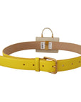 Dolce & Gabbana Chic Yellow Leather Belt with Headphone Case