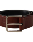 Dolce & Gabbana Elegant Leather Belt with Engraved Buckle