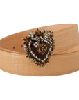 Dolce & Gabbana Enchanting Nude Leather Belt with Engraved Buckle