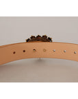 Dolce & Gabbana Enchanting Nude Leather Belt with Engraved Buckle