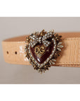 Dolce & Gabbana Enchanting Nude Leather Belt with Engraved Buckle