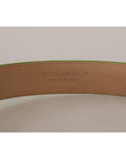 Dolce & Gabbana Chic Emerald Leather Belt with Engraved Buckle