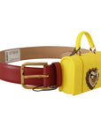 Dolce & Gabbana Elegant Red Leather Engraved Buckle Belt