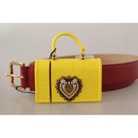 Dolce & Gabbana Elegant Red Leather Engraved Buckle Belt