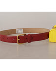 Dolce & Gabbana Elegant Red Leather Engraved Buckle Belt