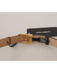 Dolce & Gabbana Elegant Black Leather Belt with Engraved Buckle