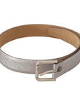 Dolce & Gabbana Elegant Silver Leather Belt with Engraved Buckle