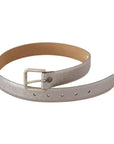 Dolce & Gabbana Elegant Silver Leather Belt with Engraved Buckle