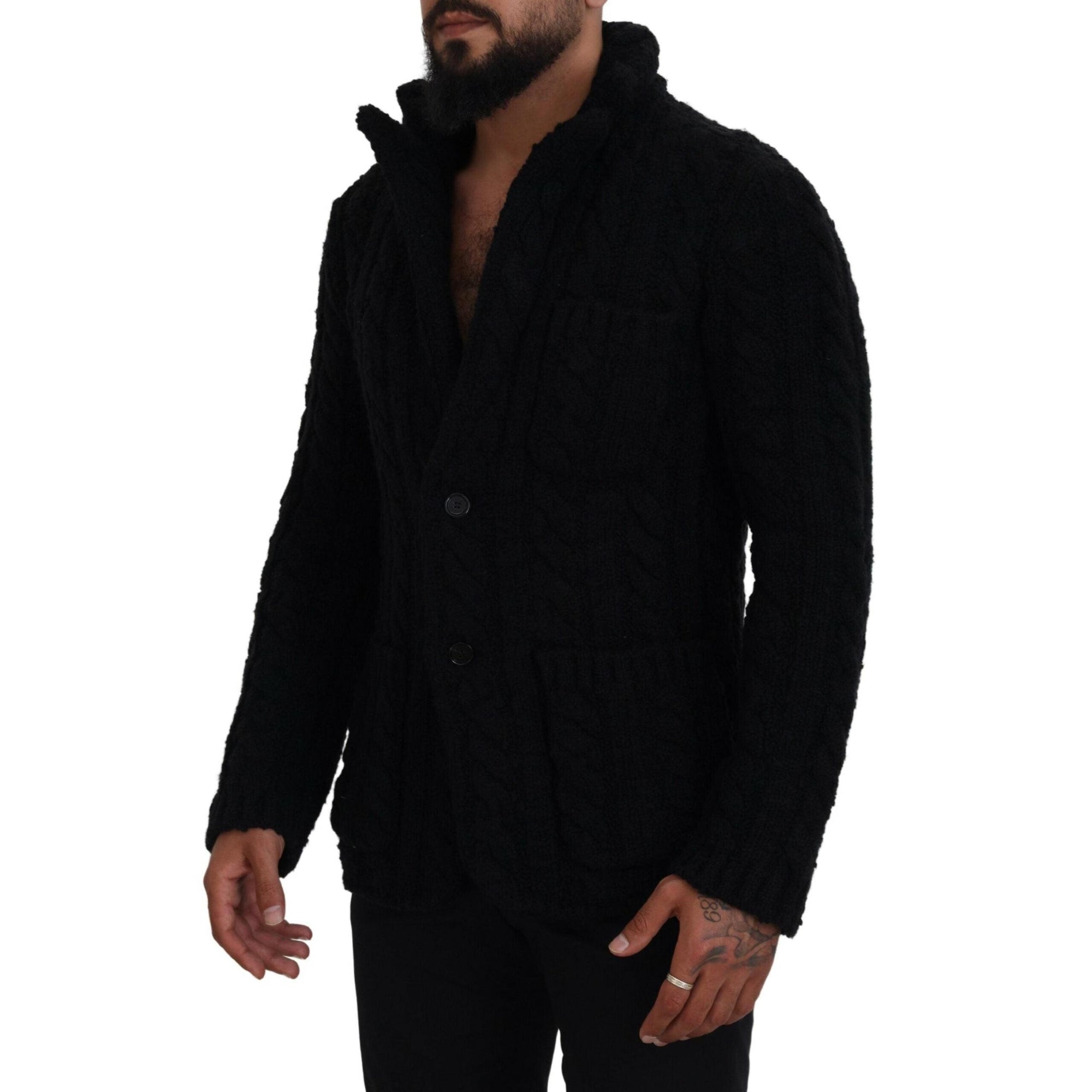 Dolce & Gabbana Elegant Black Wool-Cashmere Blend Cardigan