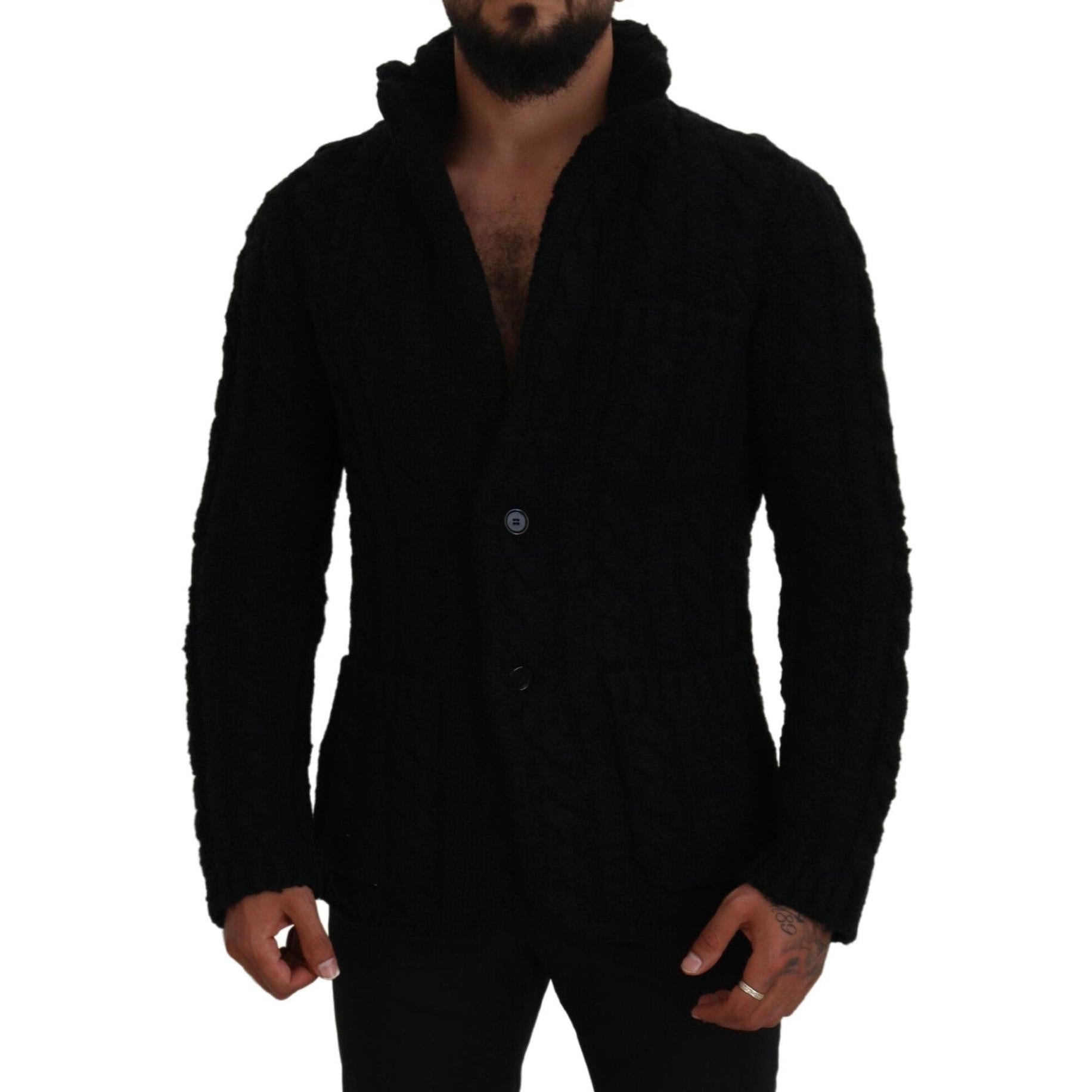 Dolce & Gabbana Elegant Black Wool-Cashmere Blend Cardigan