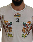 Dolce & Gabbana Elegant White Cotton-Silk Blend Tee