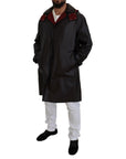 Dolce & Gabbana Elegant Hooded Parka Coat in Black and Bordeaux