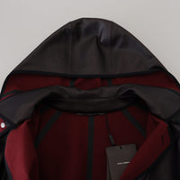 Dolce & Gabbana Elegant Hooded Parka Coat in Black and Bordeaux