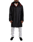 Dolce & Gabbana Elegant Hooded Parka Coat in Black and Bordeaux