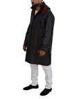 Dolce & Gabbana Elegant Hooded Parka Coat in Black and Bordeaux