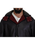 Dolce & Gabbana Elegant Hooded Parka Coat in Black and Bordeaux