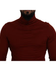 Dolce & Gabbana Elegant Maroon Collar Zip Sweater