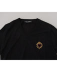 Dolce & Gabbana V-Neck Cashmere Sweater with Heart Embroidery
